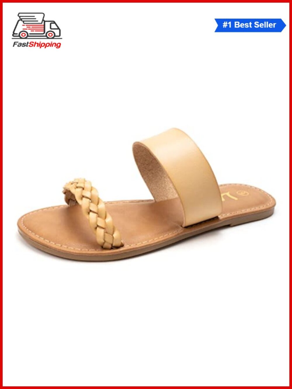 Women's Braided Slide Sandals Open Toe Two Band Slip On Flat Casual Summer